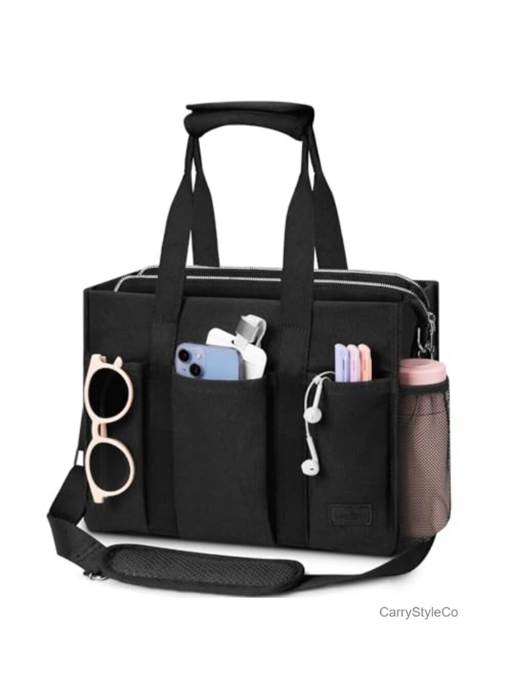 Large Canvas Tote Bag with 14 Inch Laptop Compartment Crossbody